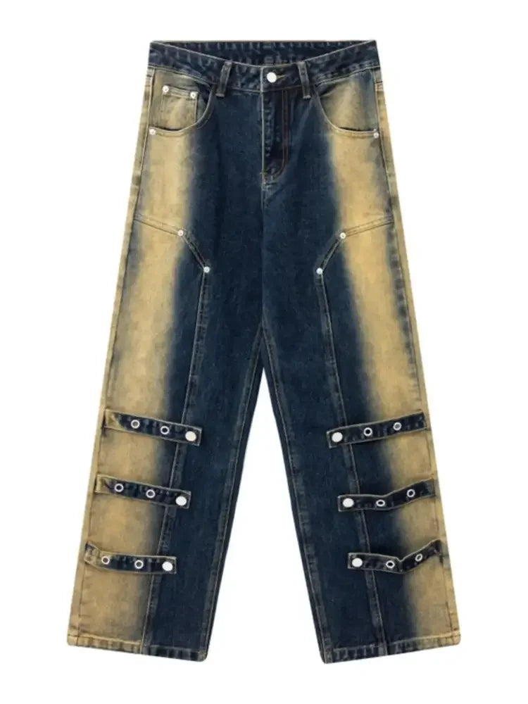 Men's Contrast Wide Leg Jeans