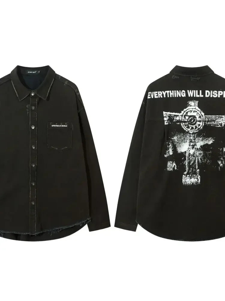 Men's Cross Button Up Oversized Denim Shirt
