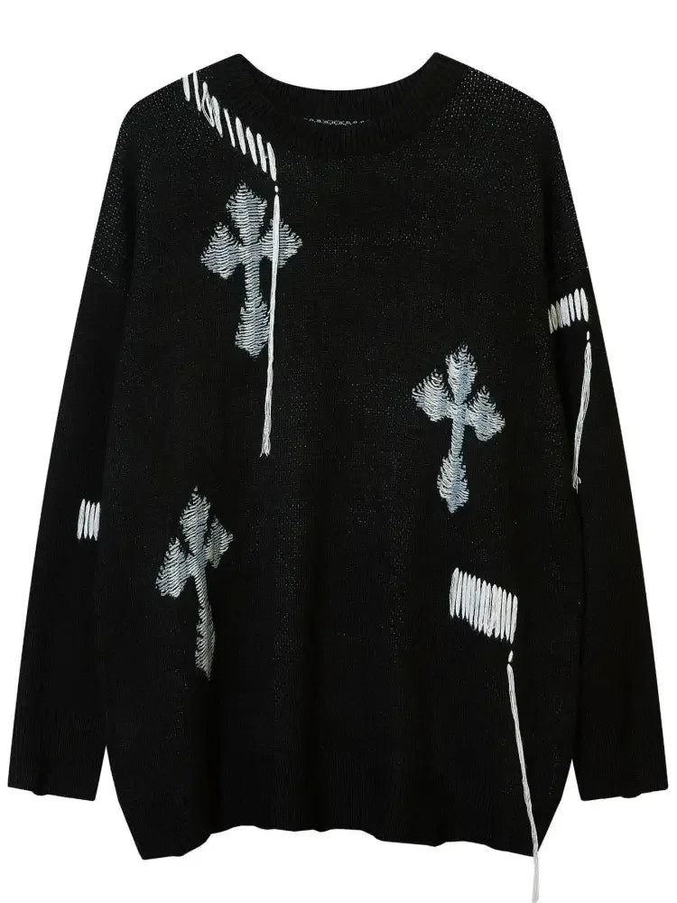 Men's Cross Round Neck Sweater