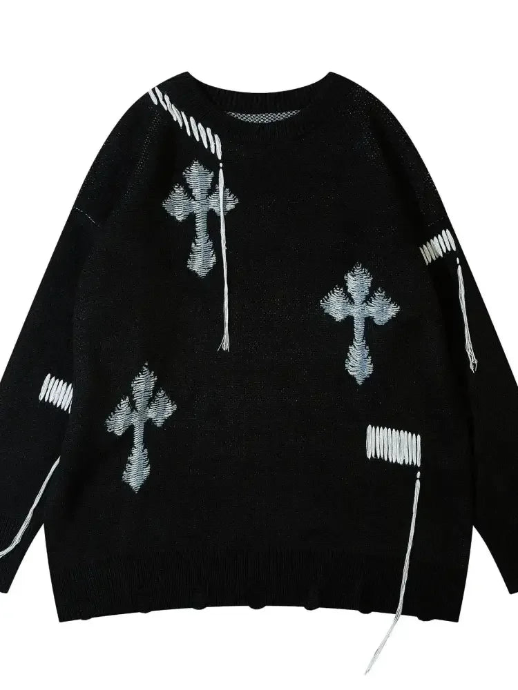 Men's Cross Round Neck Sweater