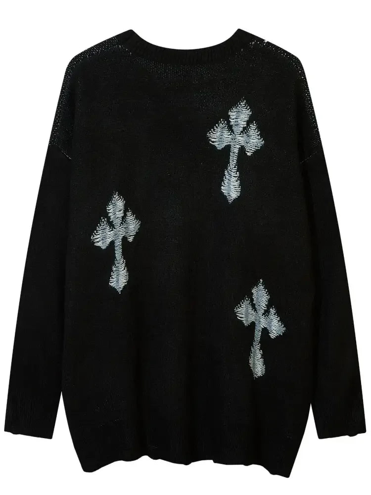 Men's Cross Round Neck Sweater