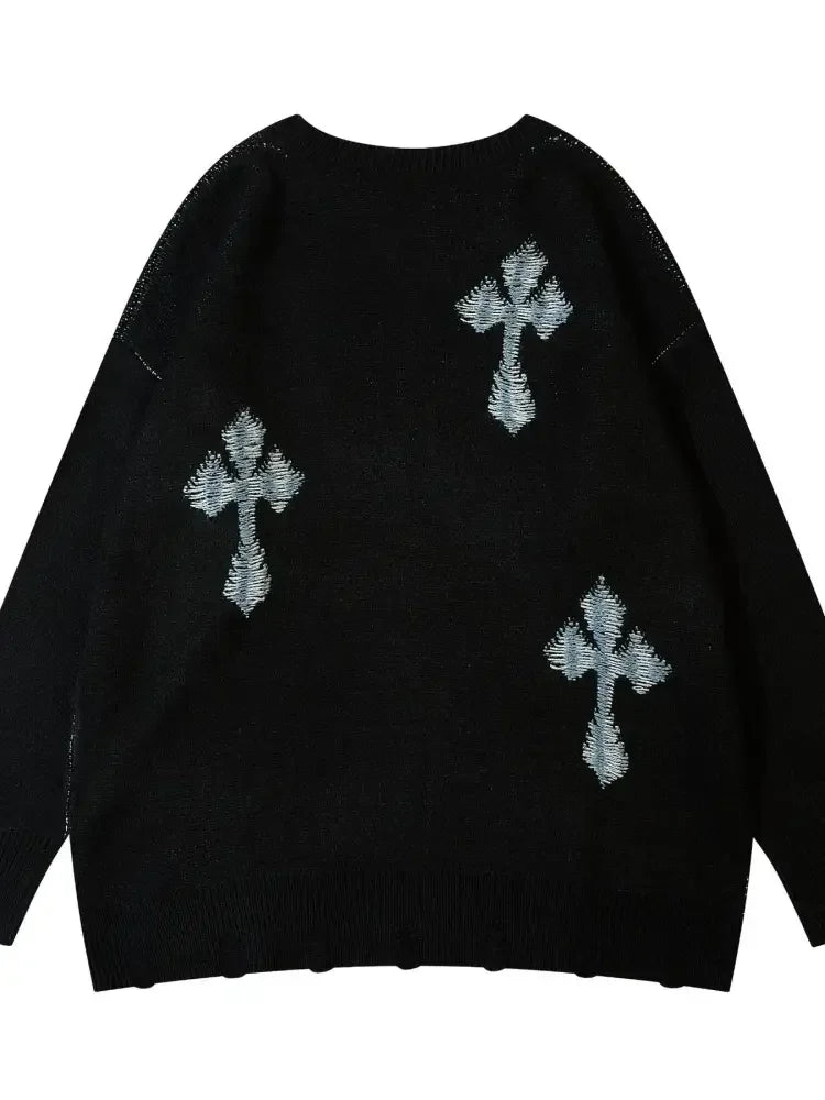 Men's Cross Round Neck Sweater