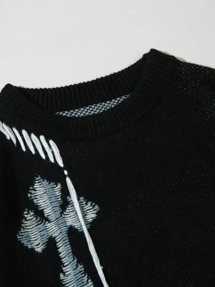 Men's Cross Round Neck Sweater