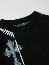 Men's Cross Round Neck Sweater