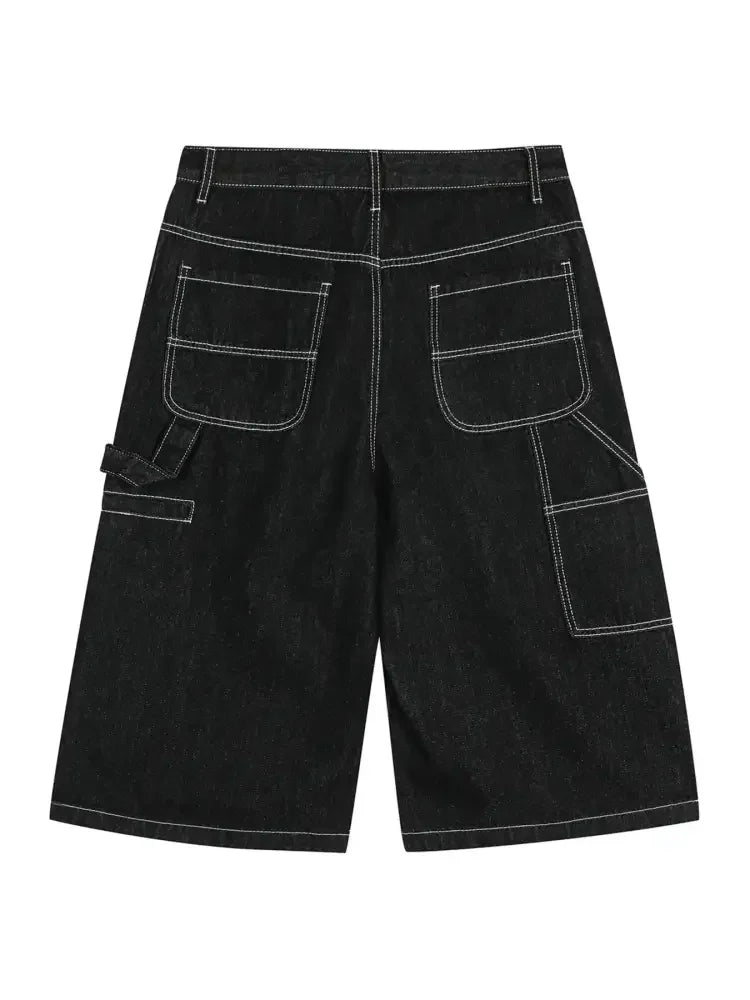 Men's Denim Shorts with Contrast Stitching
