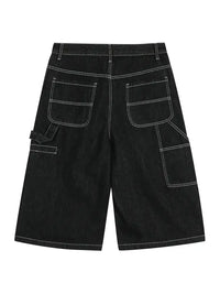 Men's Denim Shorts with Contrast Stitching