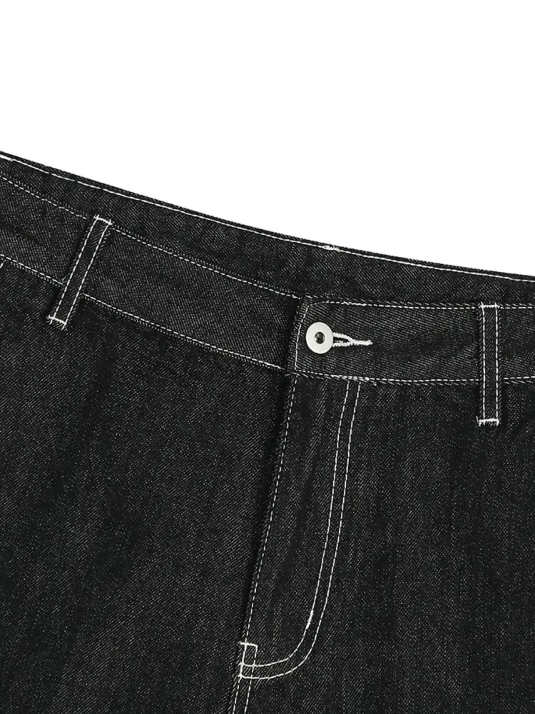Men's Denim Shorts with Contrast Stitching