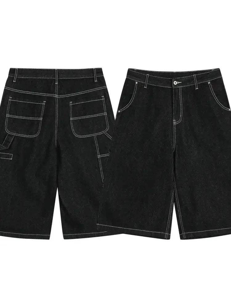 Men's Denim Shorts with Contrast Stitching