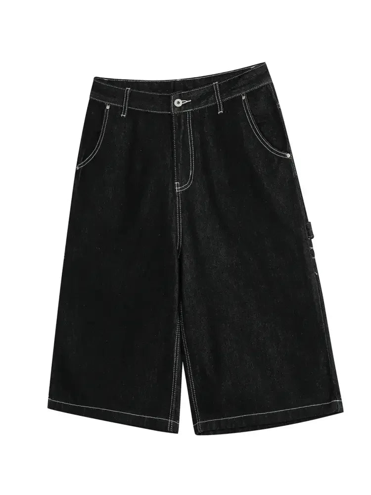 Men's Denim Shorts with Contrast Stitching