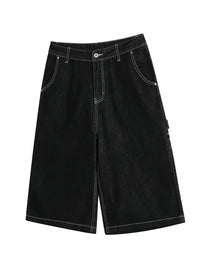 Men's Denim Shorts with Contrast Stitching