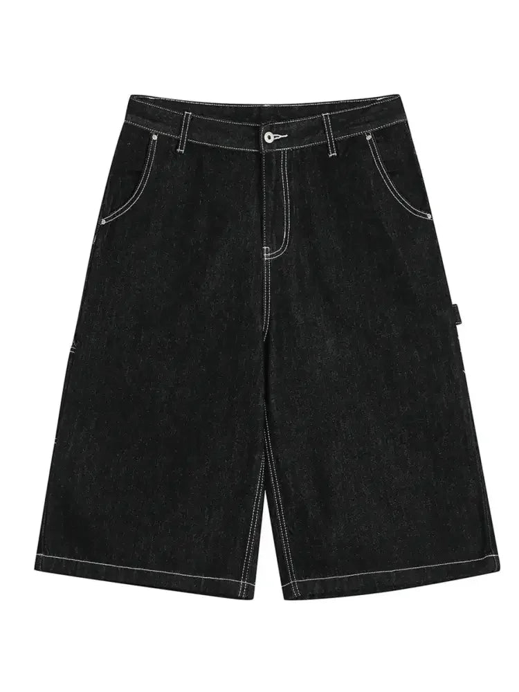 Men's Denim Shorts with Contrast Stitching