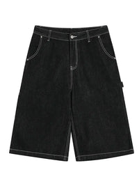 Men's Denim Shorts with Contrast Stitching