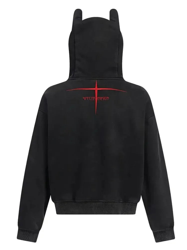 Men's Devil Horn Zip - Up Hoodie - Update AvenueHalloweenTrendsi1004005191837691004005191837697c95864247624d49b298a3919d595856 - Max - OriginBlack