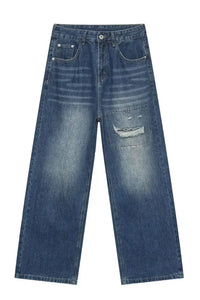 Men's Distressed Applique Straight Jeans