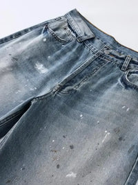 Men's Distressed Button Fly Wide Leg Jeans