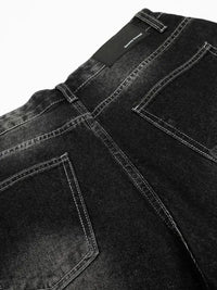 Men's Distressed Camo Panel Denim Shorts