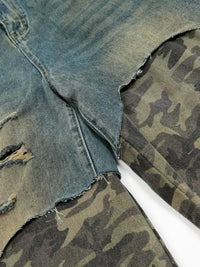 Men's Distressed Camo Patchwork Denim Shorts - Update AvenueTrendsi100400075334492100400075334492Men's Distressed Camo Patchwork Denim ShortsBlue