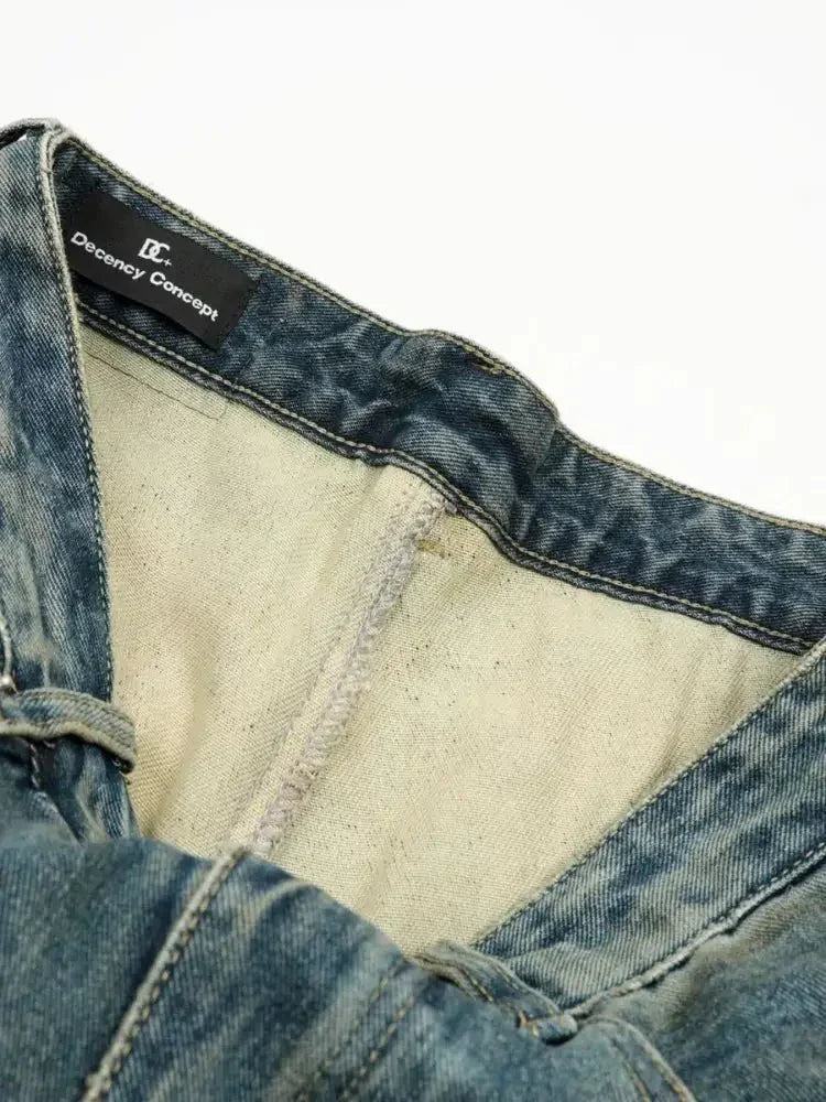 Men's Distressed Camo Patchwork Denim Shorts - Update AvenueTrendsi100400075334492100400075334492Men's Distressed Camo Patchwork Denim ShortsBlue