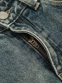 Men's Distressed Camo Patchwork Straight Jeans