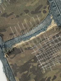 Men's Distressed Camo Patchwork Straight Jeans
