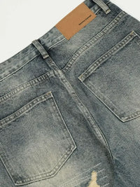 Men's Distressed Camo Patchwork Straight Jeans