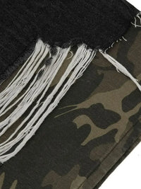 Men's Distressed Camo Trim Denim Bermuda Shorts