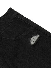 Men's Distressed Camo Trim Denim Bermuda Shorts