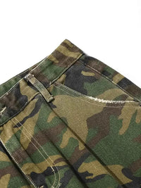 Men's Distressed Camouflage Cargo Shorts