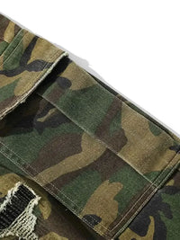 Men's Distressed Camouflage Cargo Shorts