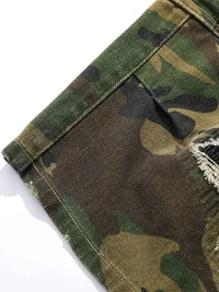 Men's Distressed Camouflage Cargo Shorts