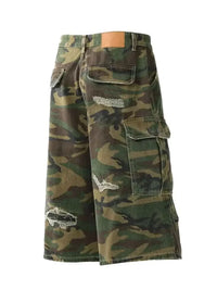 Men's Distressed Camouflage Cargo Shorts