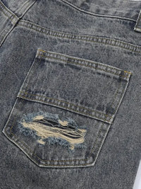 Men's Distressed Camouflage Denim Shorts