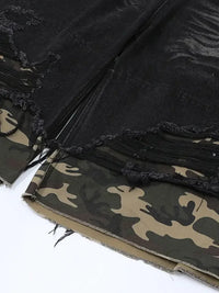 Men's Distressed Camouflage Denim Shorts