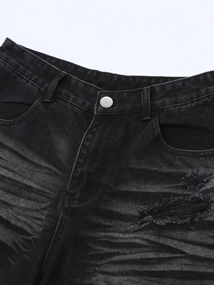 Men's Distressed Camouflage Denim Shorts