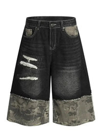 Men's Distressed Camouflage Denim Shorts - Update AvenueTrendsi100400323251279100400323251279Men's Distressed Camouflage Denim ShortsBlack