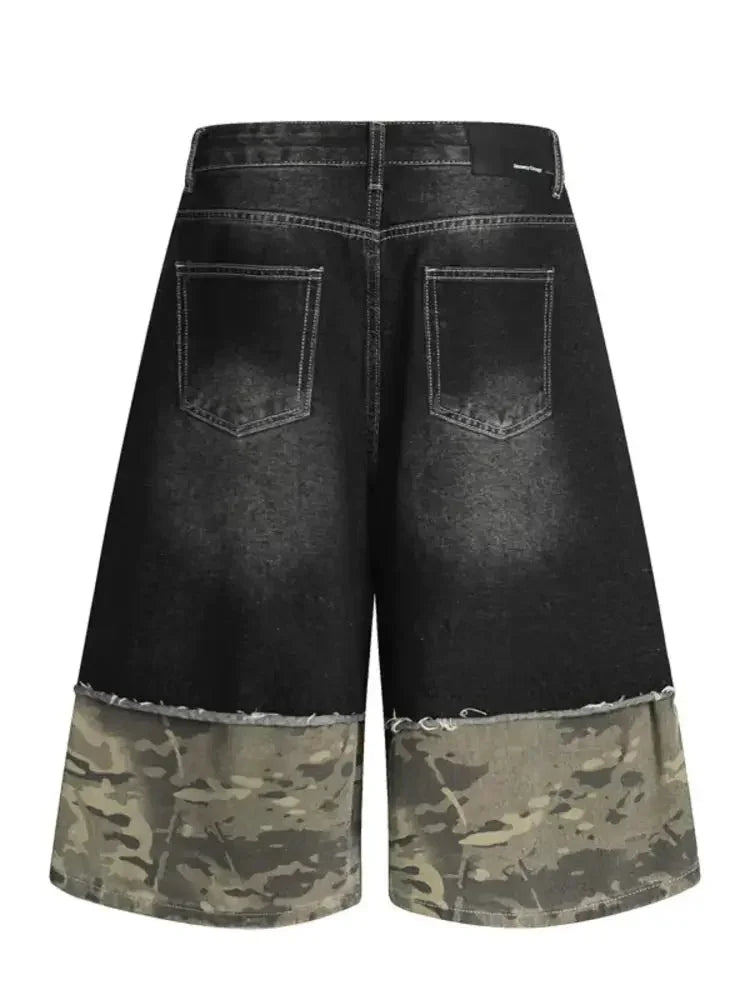 Men's Distressed Camouflage Denim Shorts - Update AvenueTrendsi100400323251279100400323251279Men's Distressed Camouflage Denim ShortsBlack
