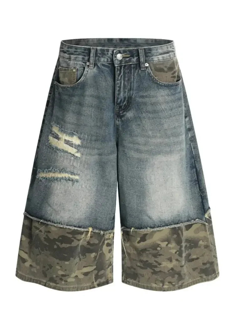 Men's Distressed Camouflage Denim Shorts - Update AvenueTrendsi100400323251860100400323251860Men's Distressed Camouflage Denim ShortsBlue