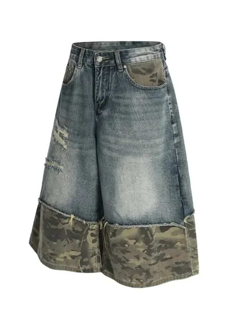 Men's Distressed Camouflage Denim Shorts - Update AvenueTrendsi100400323251860100400323251860Men's Distressed Camouflage Denim ShortsBlue