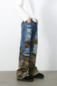 Men's Distressed Camouflage Jeans