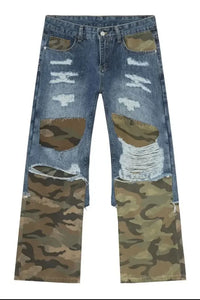 Men's Distressed Camouflage Jeans