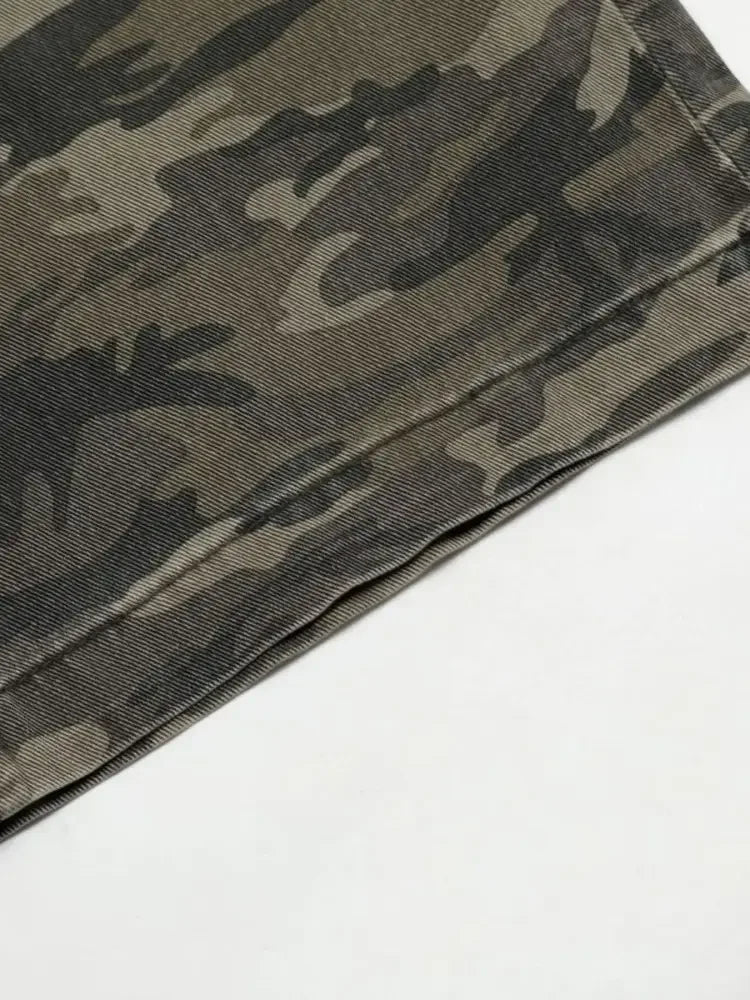 Men's Distressed Camouflage Patchwork Jeans