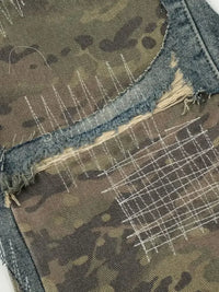 Men's Distressed Camouflage Patchwork Jeans