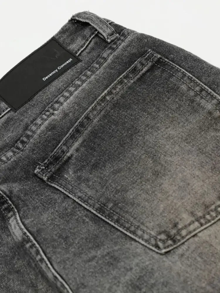 Men's Distressed Camouflage Patchwork Jeans