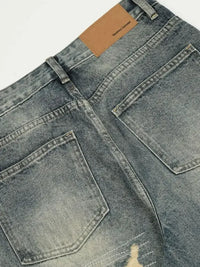Men's Distressed Camouflage Patchwork Jeans