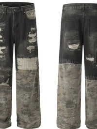 Men's Distressed Camouflage Patchwork Jeans - Update AvenueTrendsi100400848474627100400848474627Men's Distressed Camouflage Patchwork JeansBlack