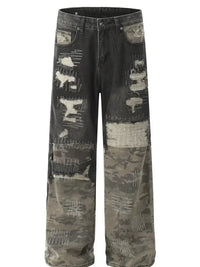 Men's Distressed Camouflage Patchwork Jeans - Update AvenueTrendsi100400848474627100400848474627Men's Distressed Camouflage Patchwork JeansBlack