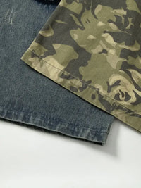 Men's Distressed Camouflage Patchwork Wide Leg Jeans