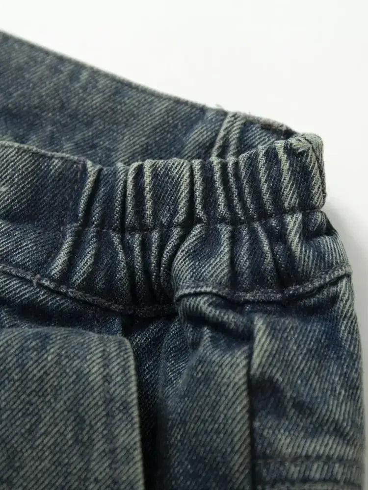 Men's Distressed Camouflage Patchwork Wide Leg Jeans