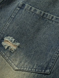 Men's Distressed Camouflage Patchwork Wide Leg Jeans
