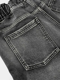 Men's Distressed Cargo Denim Shorts with Drawstring Waist